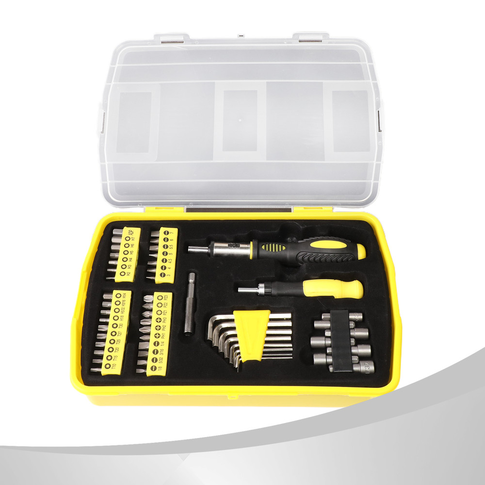 51Pcs Screwdriver Bits Adapter 1/4" Handle Ratcheting Socket Drill Set Yellow