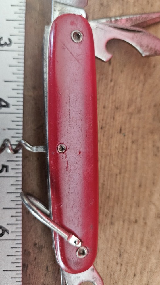 Colonial Multi Tool 1 Blade Red Handle Folding Pocket Knife Prov. USA