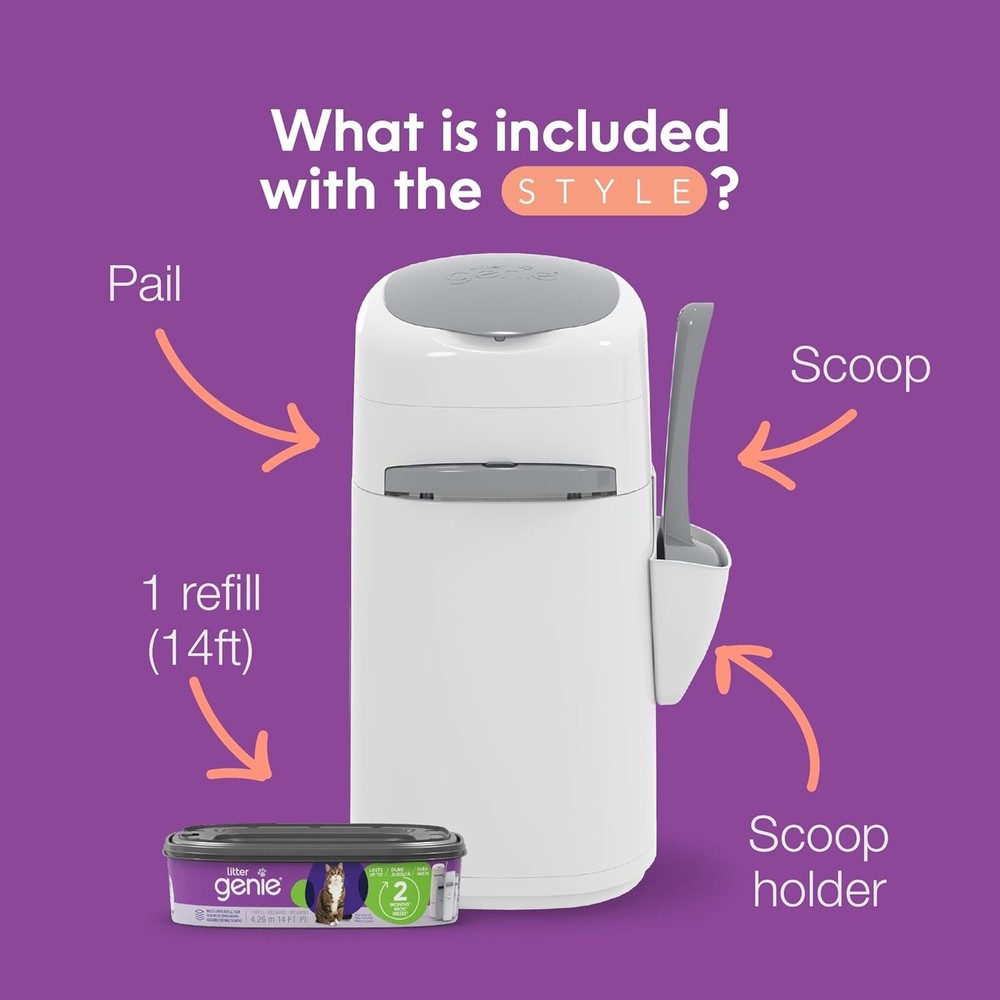Style Pail Cat Litter Box Waste Disposal System for Odor Control Includes 1 S...