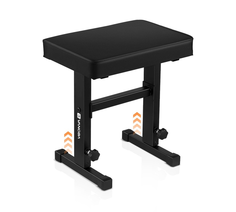 Piano Bench, Adjustable Music Keyboard Bench Stool Seat with Black Padded Cus...