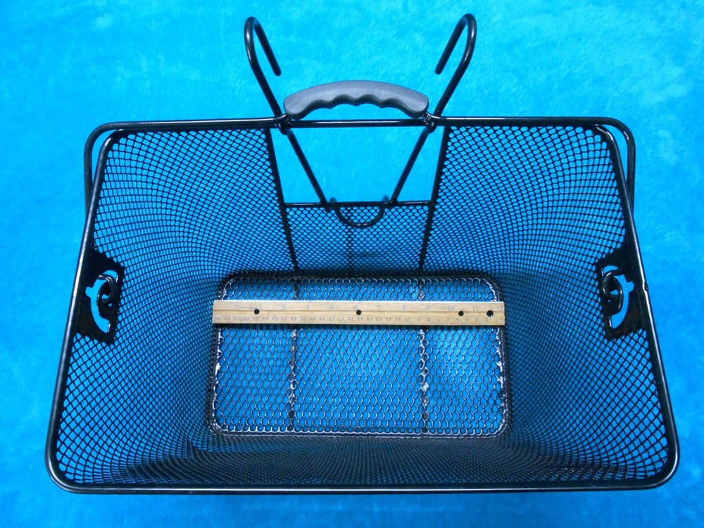 Bicycle Front Basket Mesh 15inch with Handle Rectangular Steel Black Lift Off