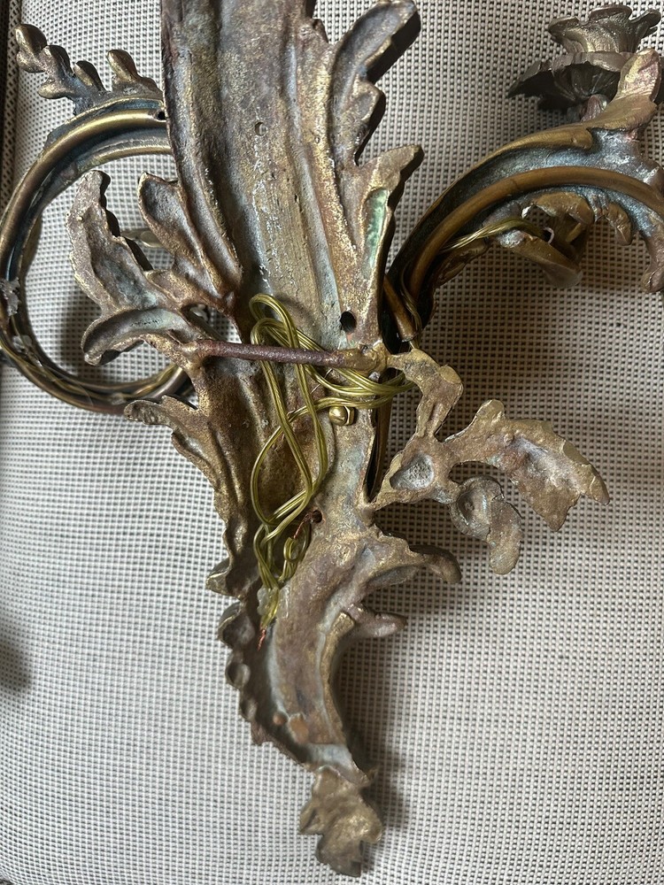 2-Antique Brass Electrified Sconces & 2 Not Electrified.