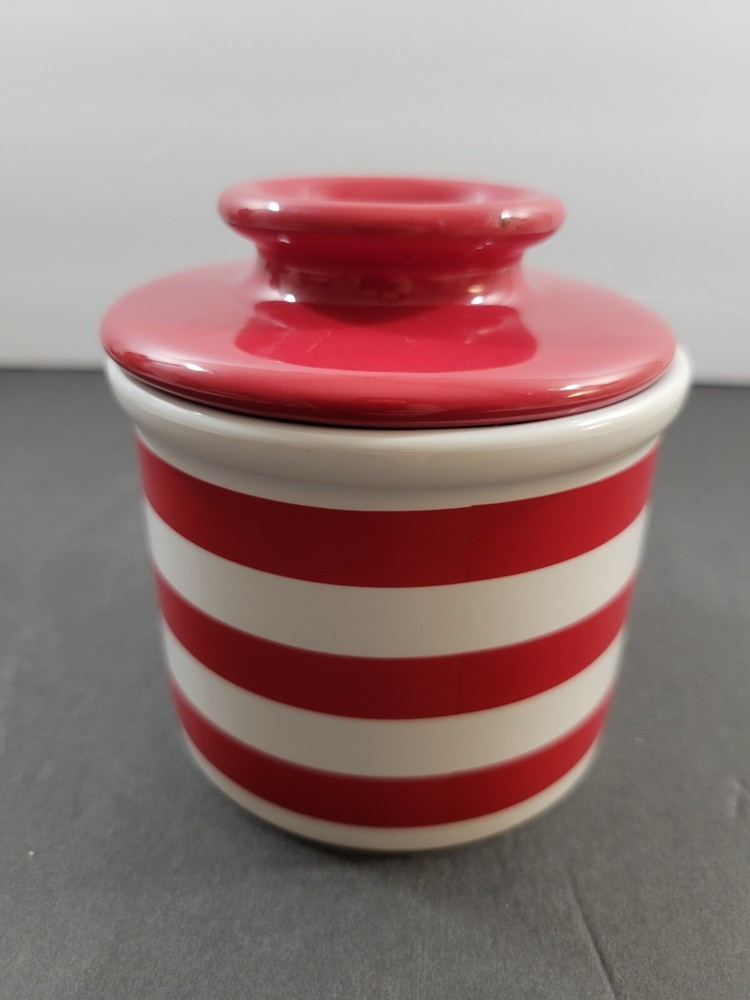 Nautical Red Striped Butter Bell Crock