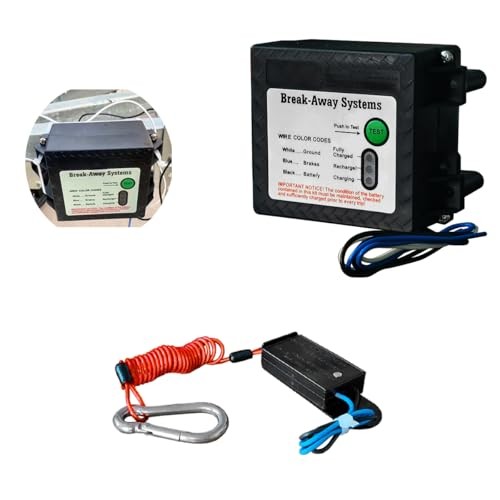 12V Trailer Breakaway Kit with LED Test Light - Electric Break Away System,
