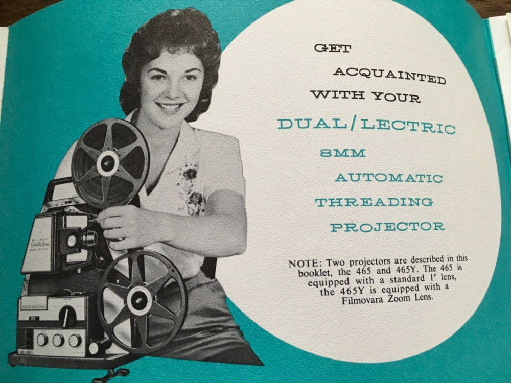 Vtg BELL & HOWELL 8mm Automatic Threading Projector model #465-465Y Manual