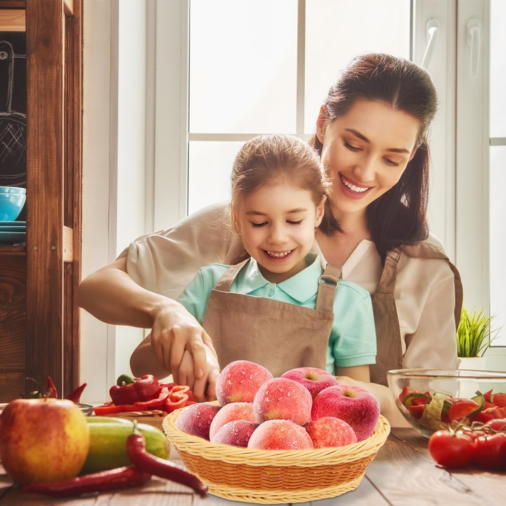 11.8 Inch Wicker Baskets,3 Pack Woven Bread Baskets Round Fruit Baskets Stack...