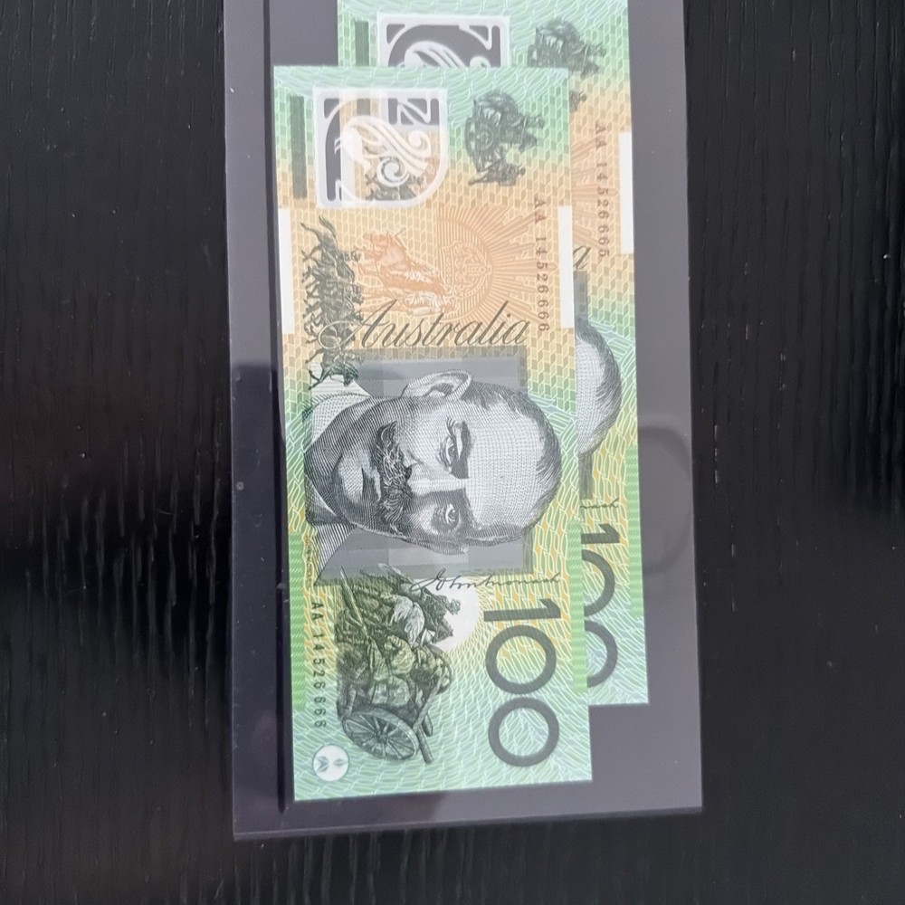 2 x 2014 First Prefix AA14 $100 CONSECUTIVE BANKNOTES Stevens/Parkinson