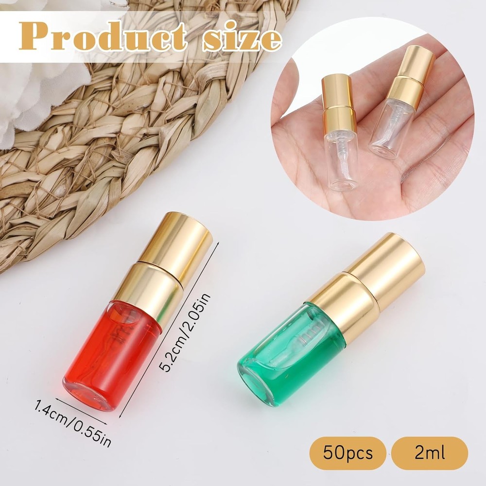 50Pcs 2ml Glass Spray Bottle Empty Tiny Perfume Sample Bottles Atomizer Clear At