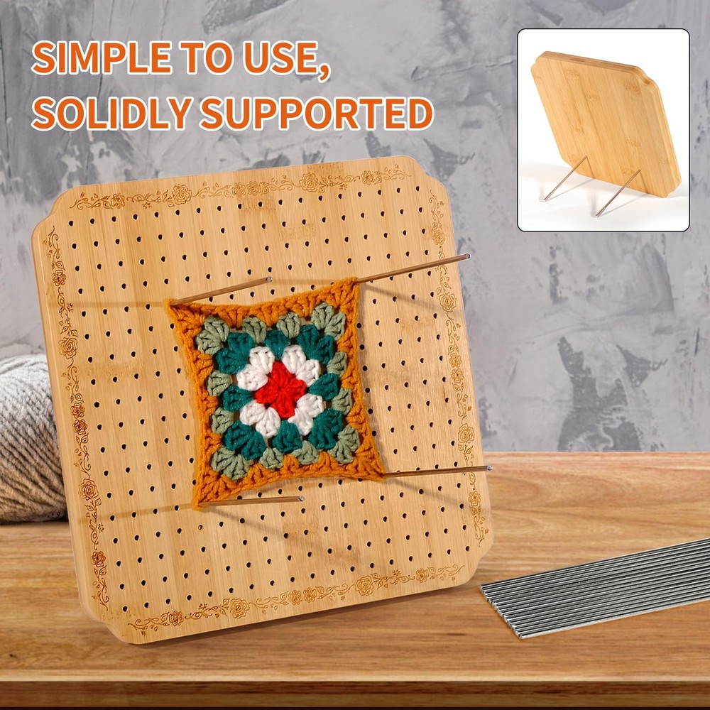 10 in Blocking Boards for Crochet Projects with Rose Pattern, Crochet Blockin...