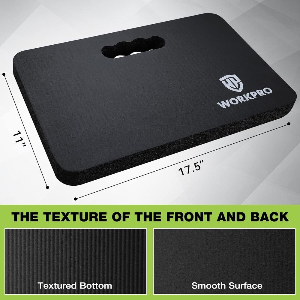 WORKPRO Extra Thick Kneeling Pad Waterproof Large Foam Kneeler Mat Black Kneepad