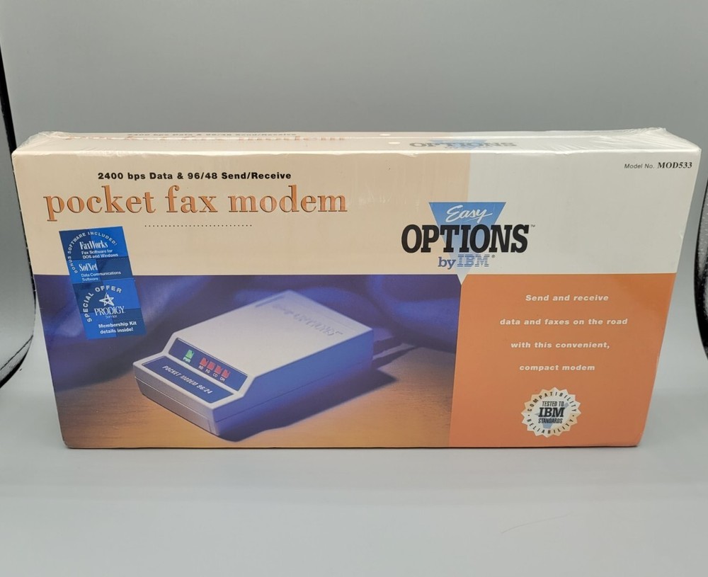 Vintage IBM Easy Options Pocket Fax Modem 2400 bps Data MOD533 NEW SEALED