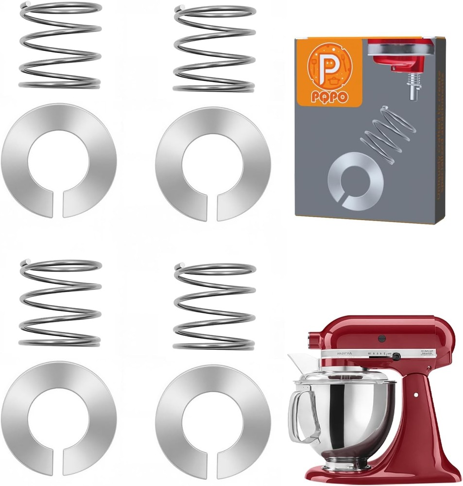 4 Pack Stainless Steel Spring & Washer Kit Compatible with KitchenAid Stand Mixe