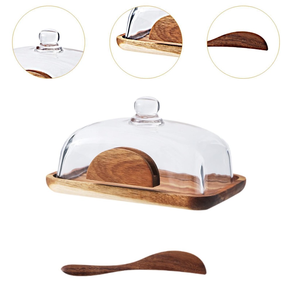 Cupcake Stand with Dome Lid Kitchenware Multipurpose Butter Dish with Glass