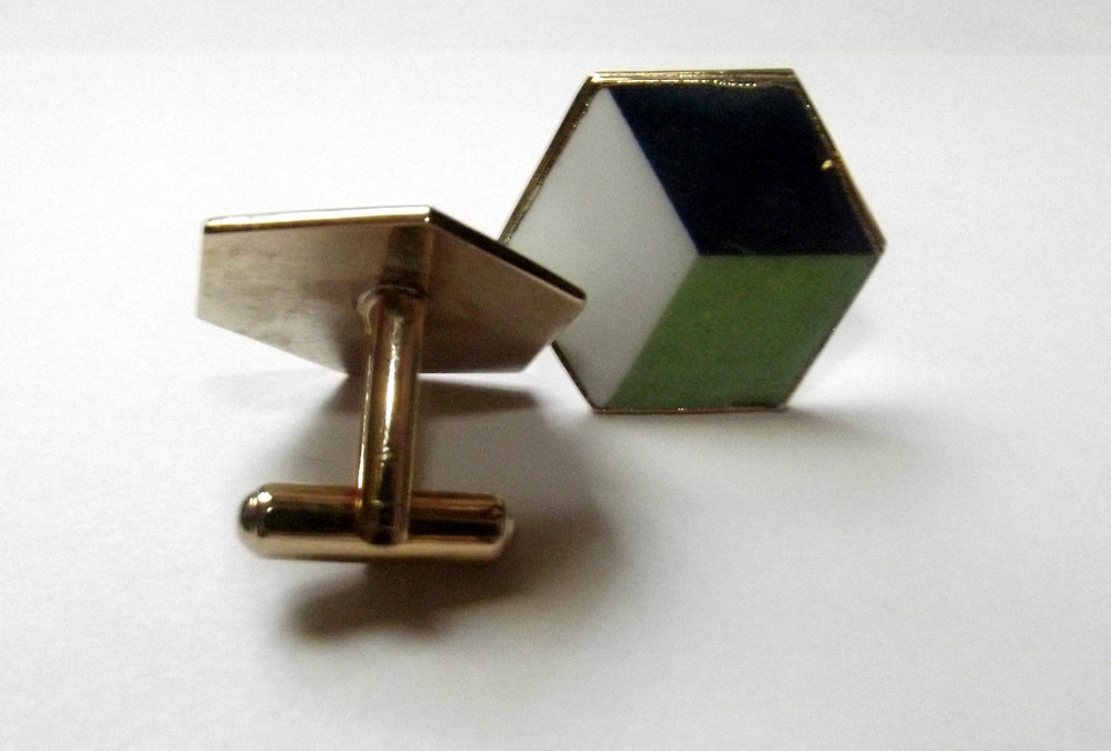 Multi-colored Hexagonal Cufflinks w/ Gold Tone (2M.1)