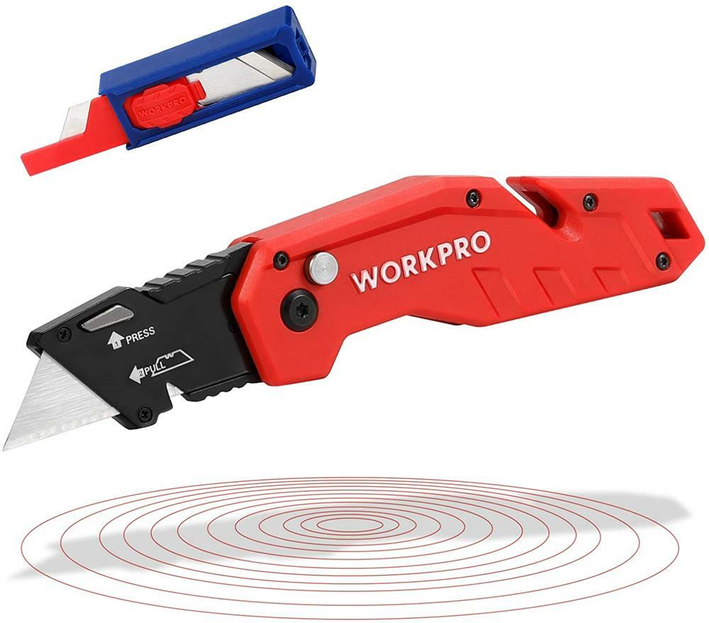 WORKPRO Folding Utility Knife Quick Change Blade Nylon Handle w/10-PCS Blades US