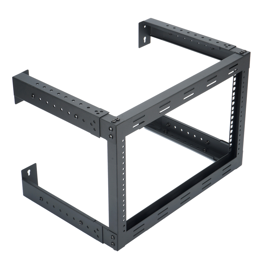 6U Wall Mounted Open Frame Server Equipment Rack Adjustable 19 Inch Black