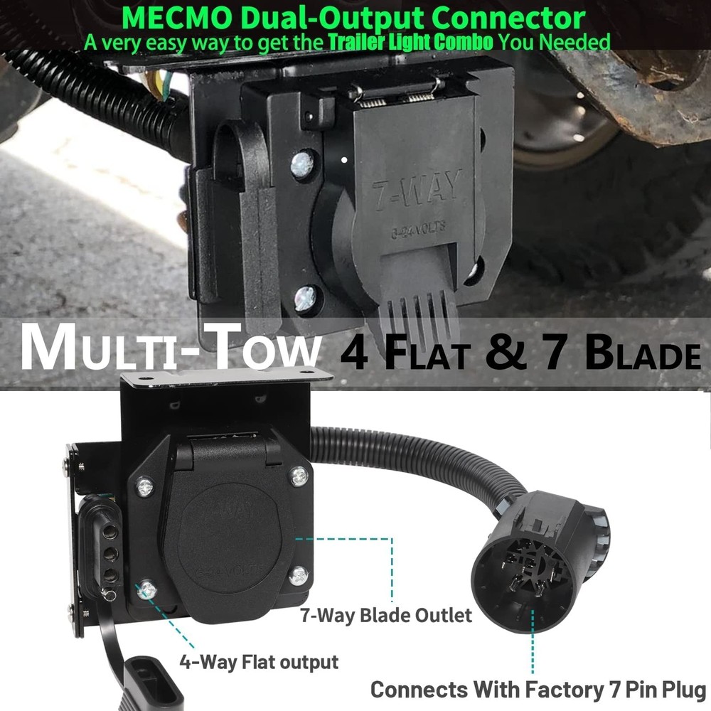 MECMO MultiTow 7Way Blade and 4Way Flat Trailer Wiring Adapter for Ford GM Ra...