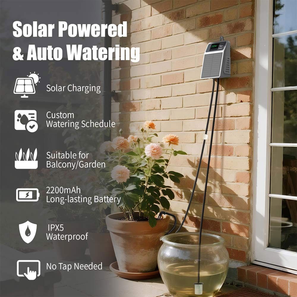 NEW Solar Automatic Plant Irrigation Timer Watering Set Irrigation System