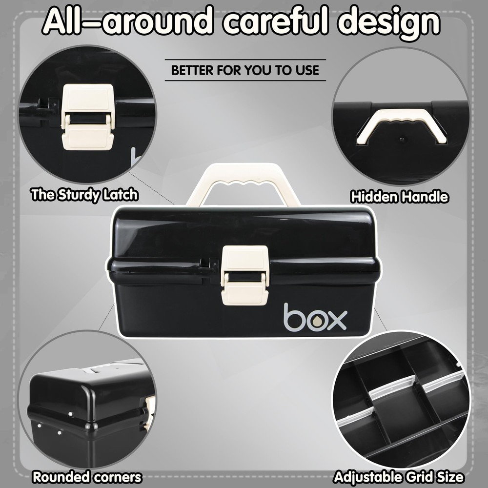 TERGOO 12in Three-Layer Multipurpose Storage Box Organizer Folding Tool Box/A...