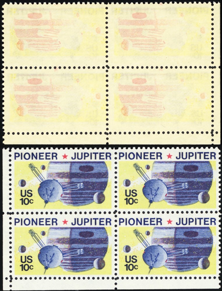 1556 Var, MNH 10¢ Block - Partial Reverse Printing Under Gum Error * Stuart Katz