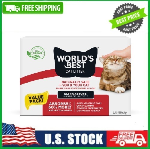 World's Best Cat Litter Ultra Absorb Unscented, 32 LB Multi Pack