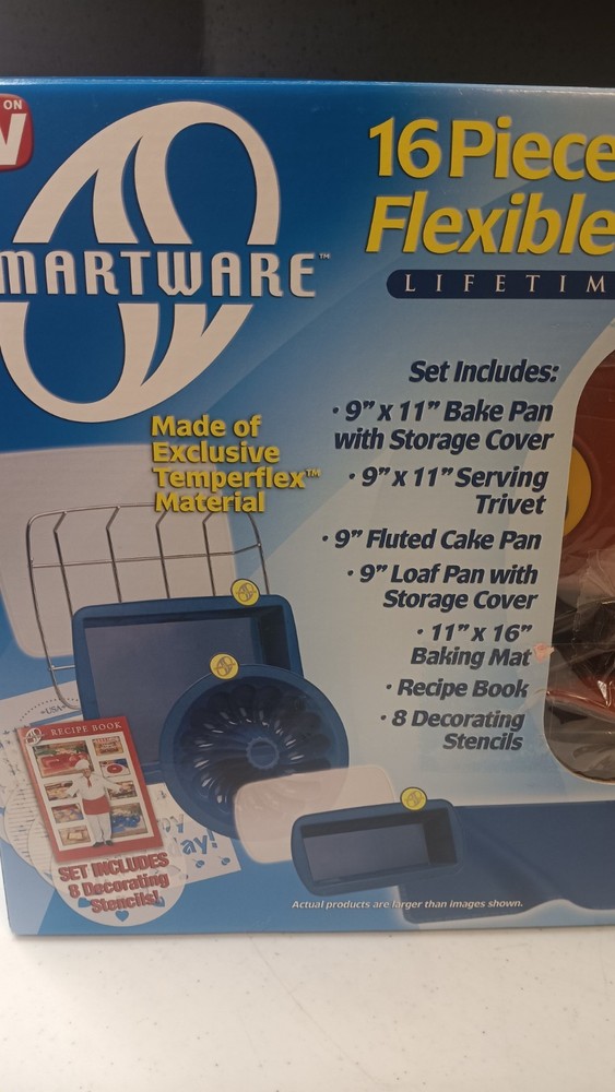 Smartware 16-Piece Basic Silicone Bakeware Set, Color Is Red Open Box