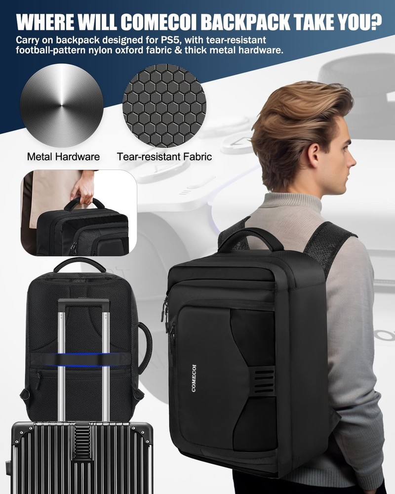 Large Capacity Travel Backpack for Console, Controllers, Games, and Accessories