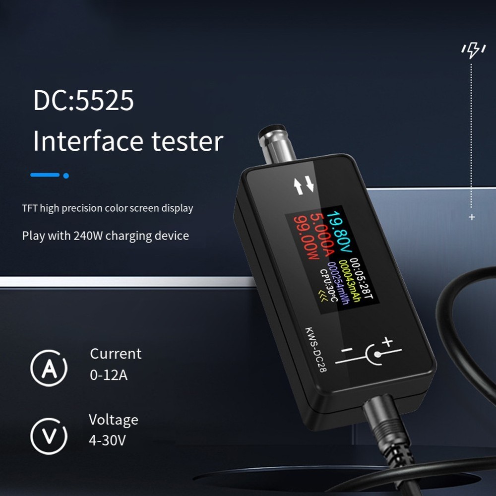 DC5525 Charging Tester with Intelligent Memory Function and Dual Display