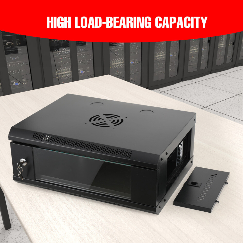 4U Server Rack Enclosure Server Cabinet Wall Mount with Glass Locking Door 2Keys
