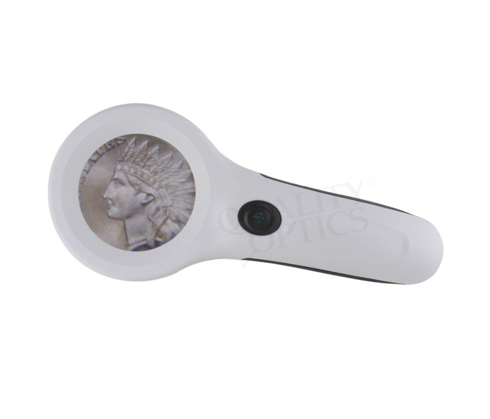 2 pack Quality Optics® USA Easy Grip Illuminated Hand Magnifier 4X Dual function