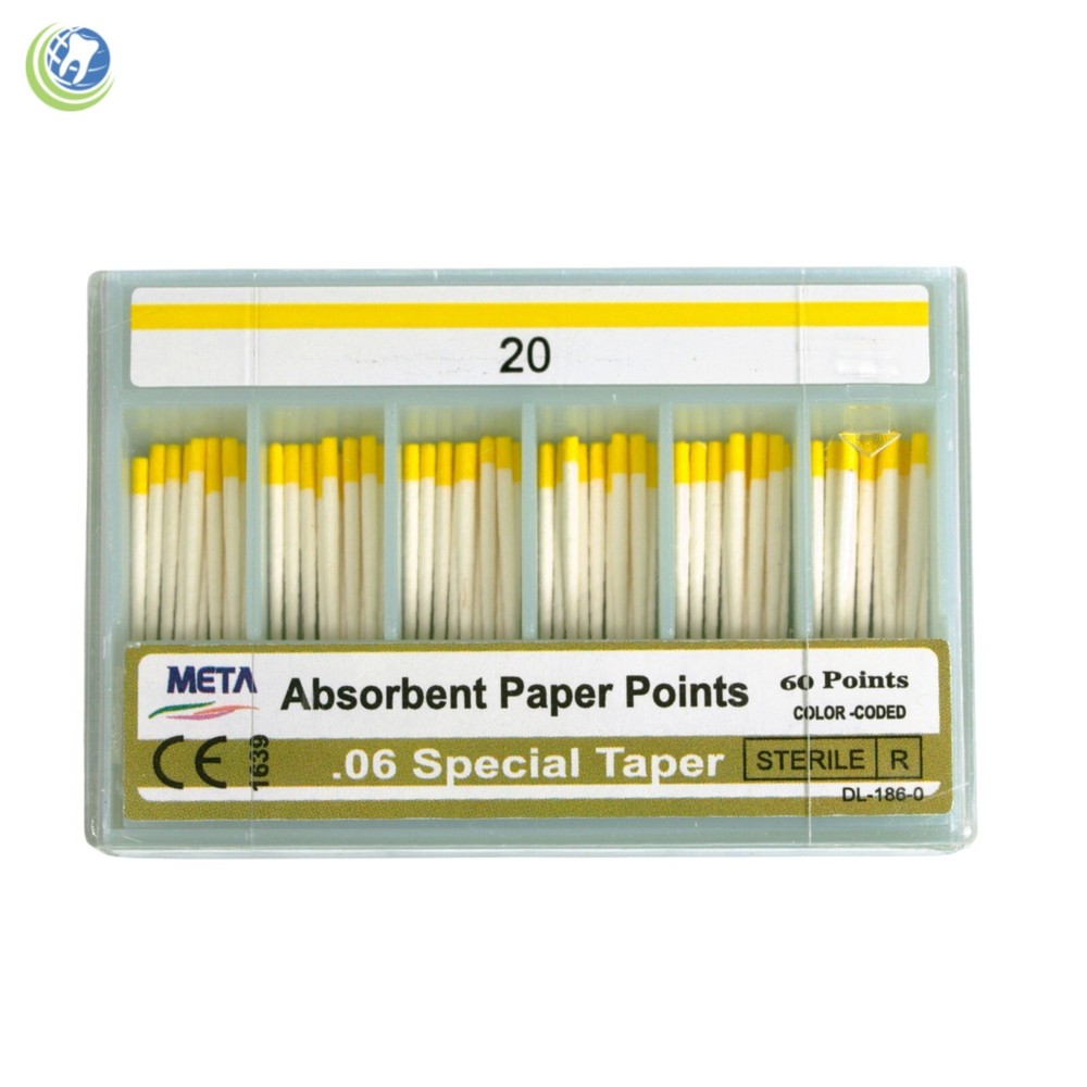 Paper Points .06 Taper #20 Sterilized Endodontic Root Canal Obturation 60/Box