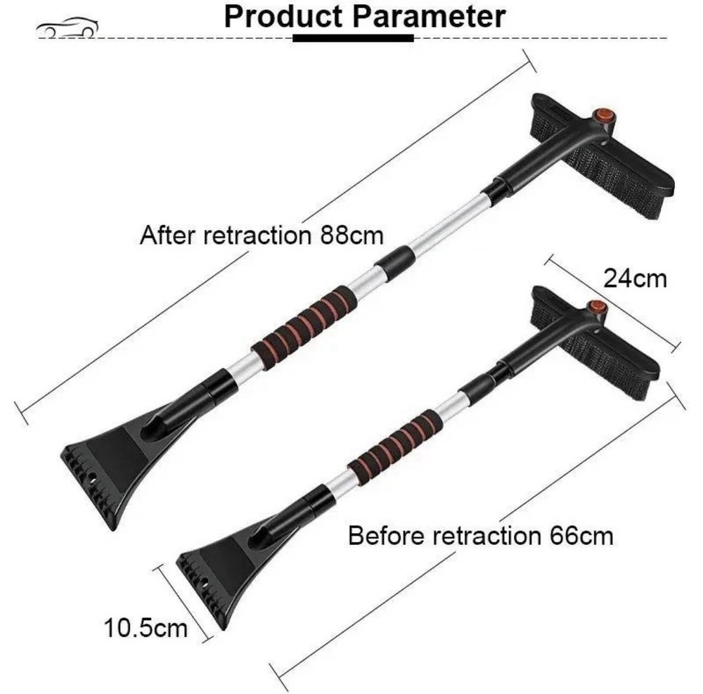 Extendable Ice Scraper And Snow Brush For Car Window And Windshield, Sratchless