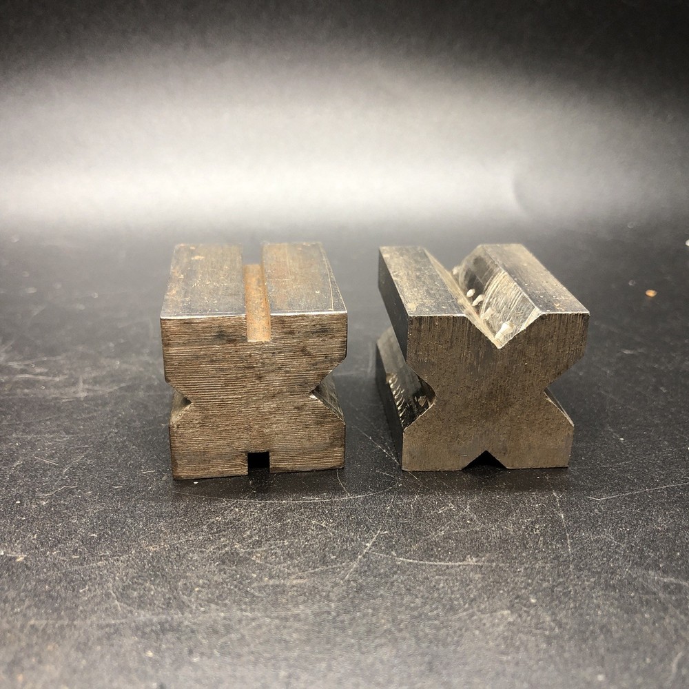 Vintage Precision V-Block & Clamp Set - Shop Made - Toolmakers Machinist Tools