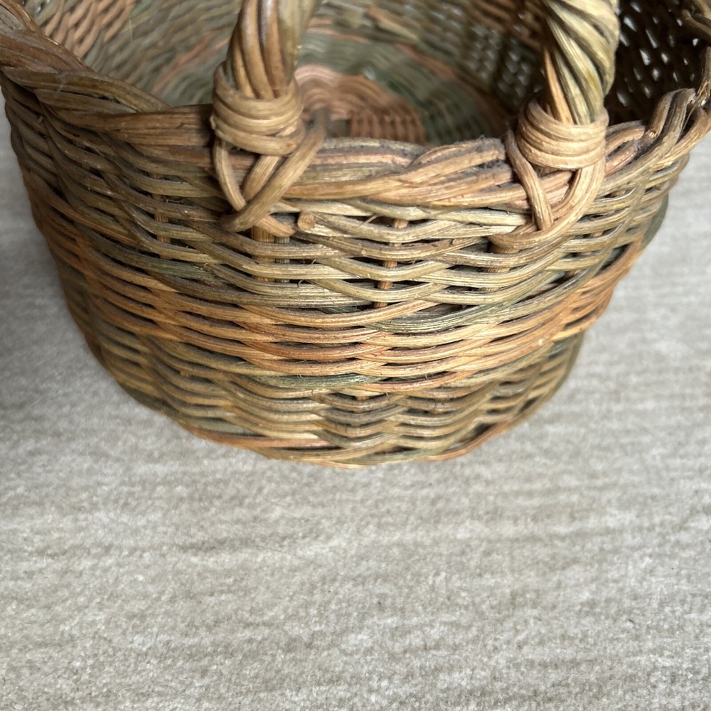 Basket Rope Accent Brown Fixed Handle Decorative. Oval Shape