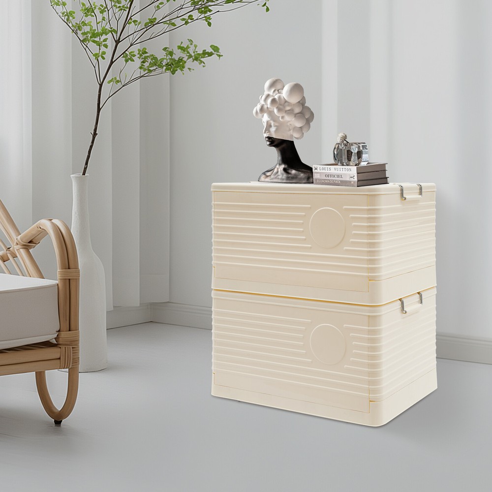 2-tier Foldable Storage Bin Stackable Storage Storage Box Home 62.3QT Capacity