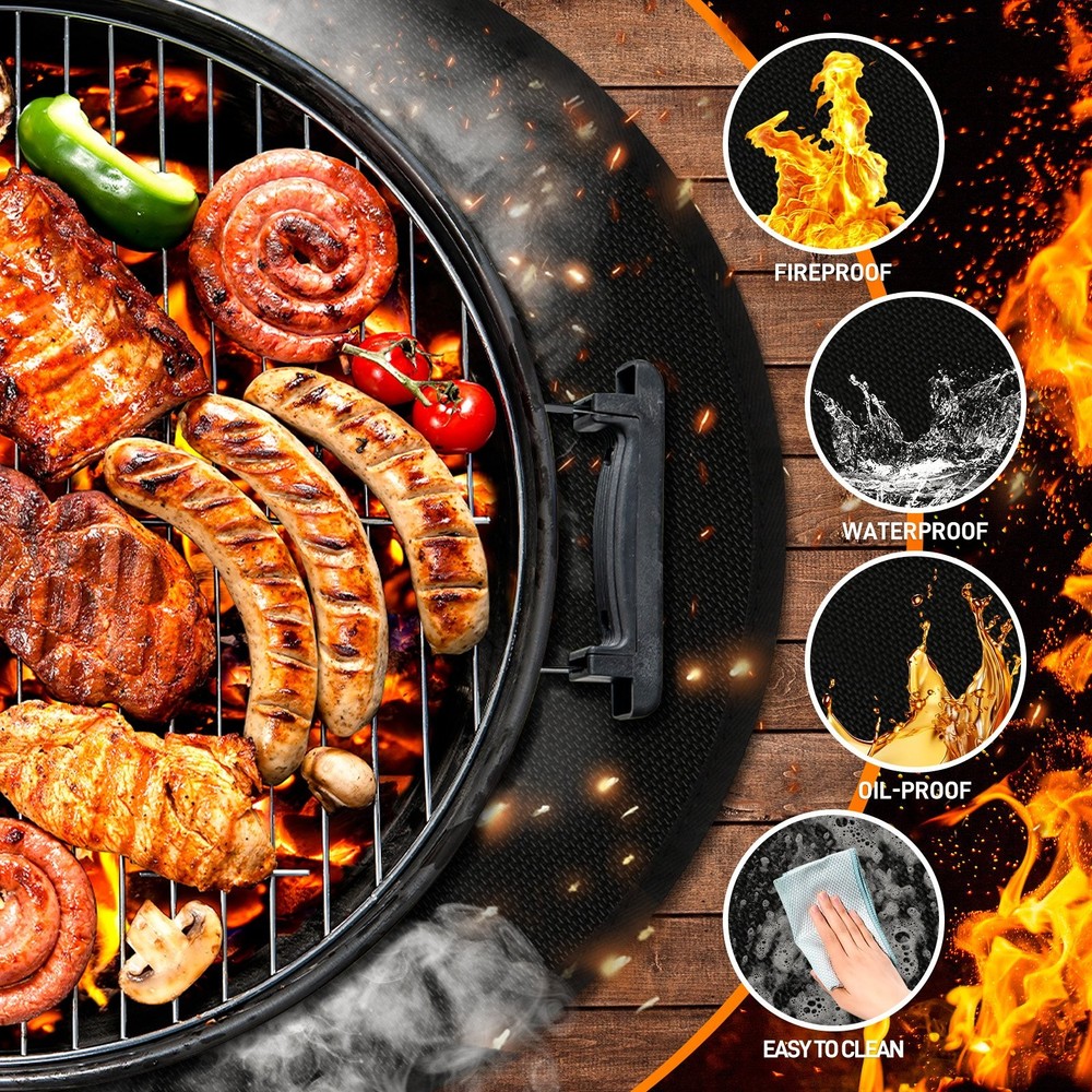 20 inch Fire Pit Mat Round 4-Layer Under Grill Mat Fireproof Fire Pit Pad Black