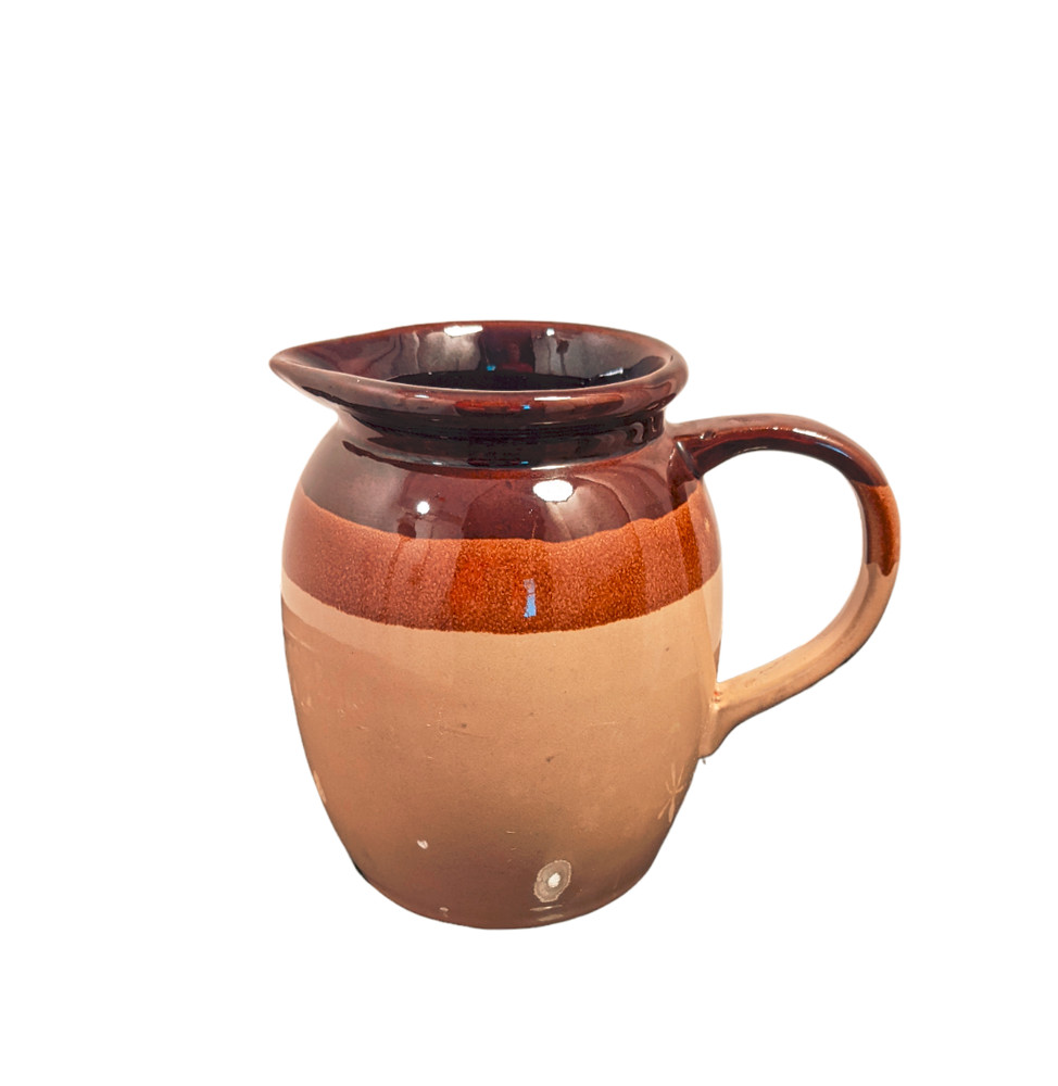 Redware Tri tone Glazed Pitcher 5 1/2 in