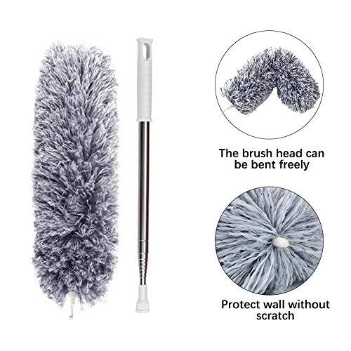 Microfiber Feather Duster Extendable Duster with 100 inches Extra Long Gray