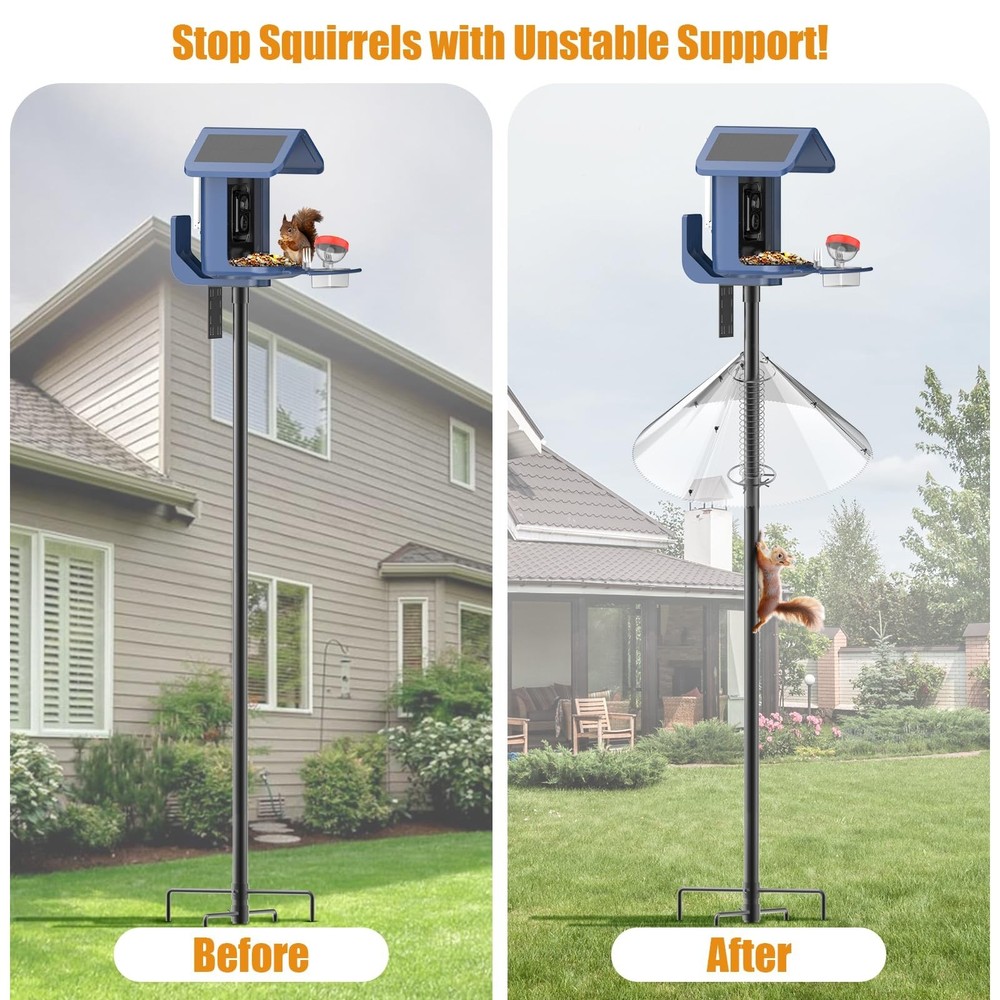 Squirrel Baffle for Bird Feeder Pole - Dynamic Steel Spring-Loaded Wobble Def...