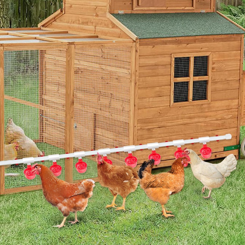 Automatic Chicken Waterer System (45 Accessories Included), Complete PVC Pipe...