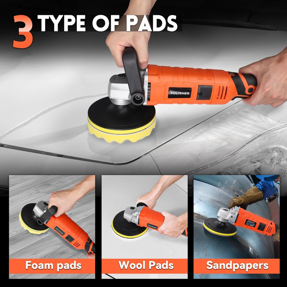 Buffer Polisher, Powerful Waxer, 7 Variable Speed Polisher(red)