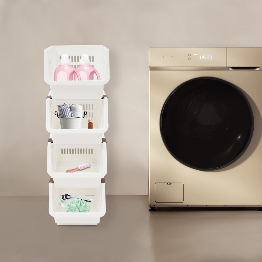 4-Piece Stackable Storage Baskets Set for Organizing