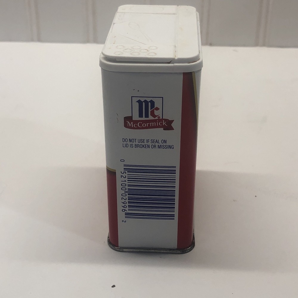 McCormick Pure Ground Black Pepper Tin w/ Plastic Lid 3oz Empty