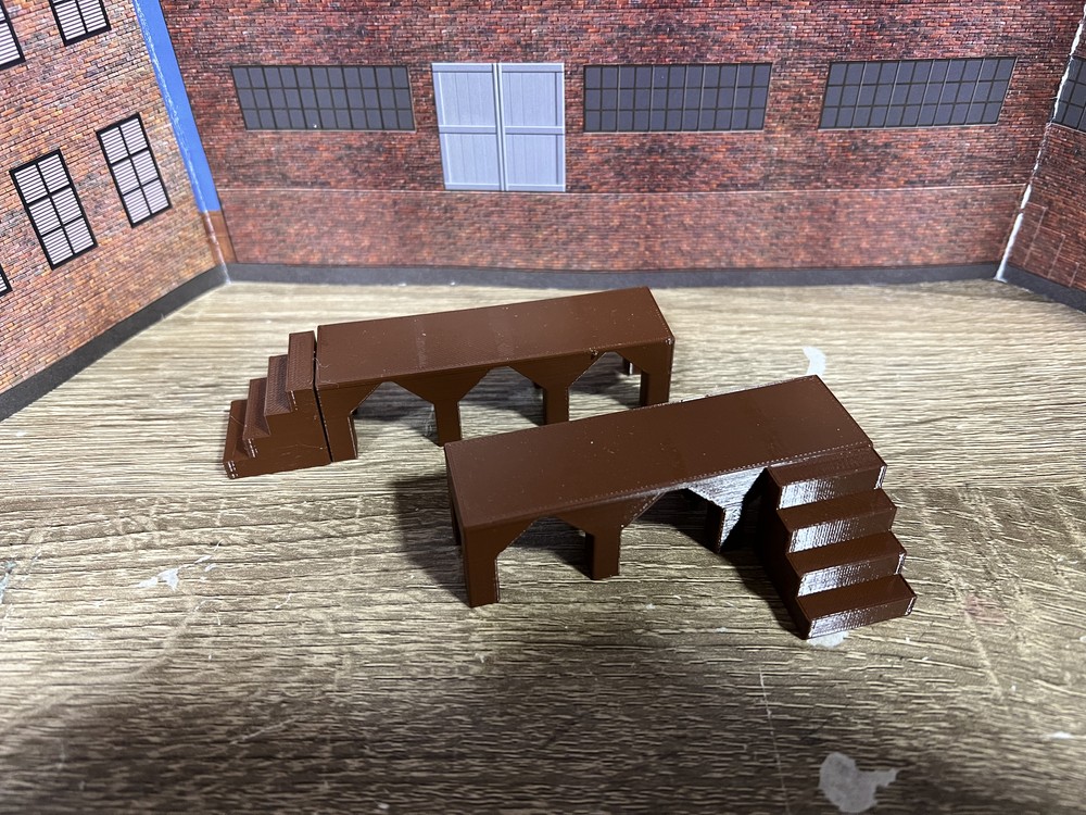 N Scale Loading Dock for Cargo Loading - Two 1.75 in x .5 Inch Sections w/ Steps