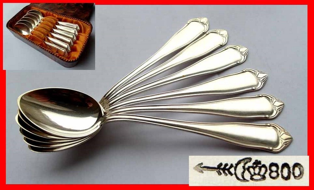 Set, 6 Coffee/ Tea Spoons, Robbe & Berking, 800 Silver E625