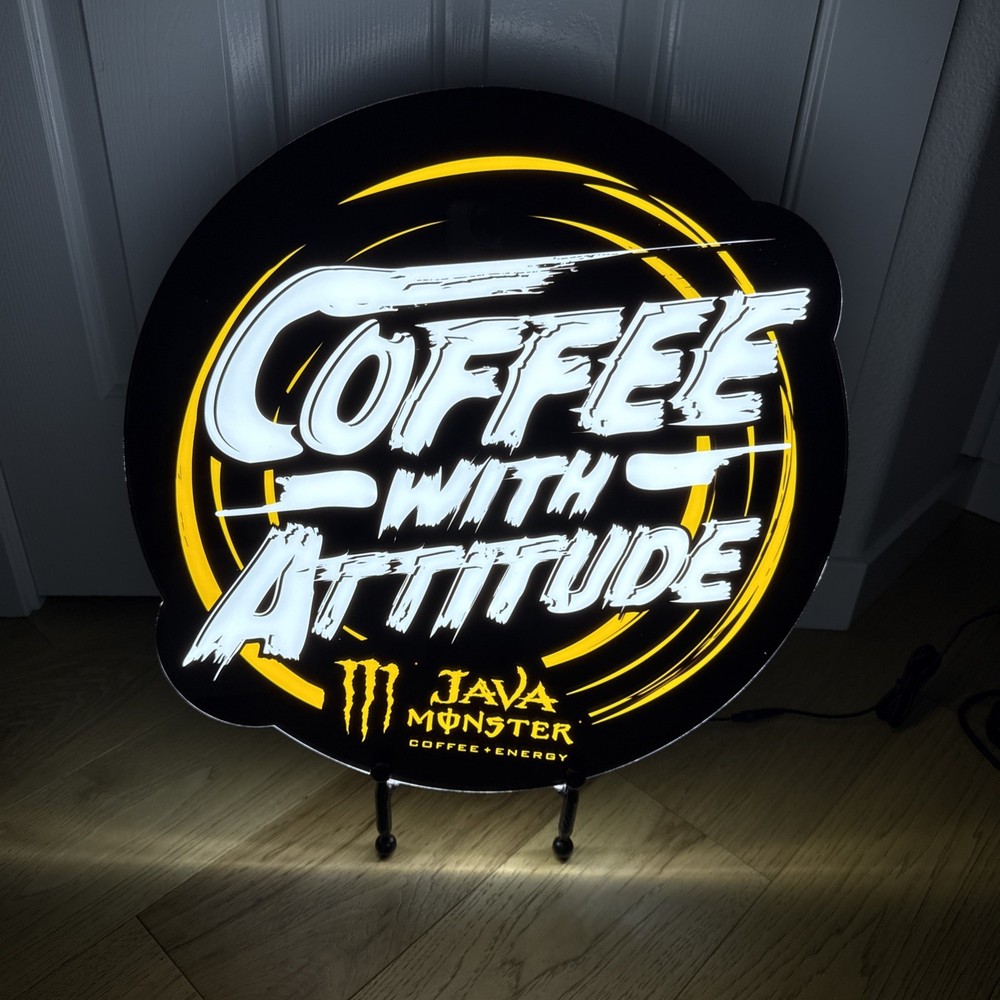 Monster Energy Java Coffee With Attitude 20” Lightup LED Display Sign New W/Box
