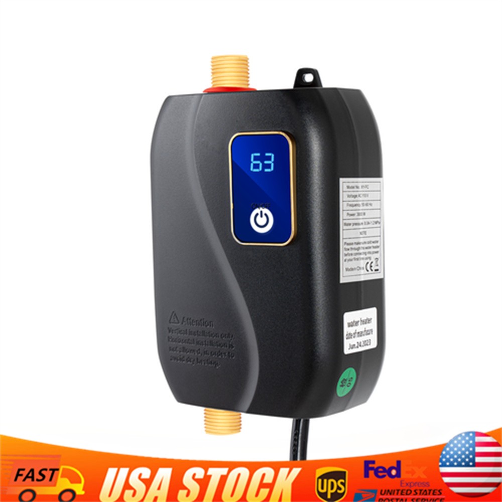 Electric Tankless Water Heater Instant Hot Shower Kitchen Heater 110V 3000W