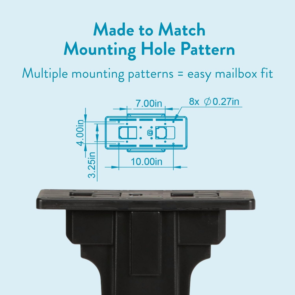 Grand Haven Plastic Mailbox Post, Compatibility Code A, B, C, D, GHP00BAM, Black