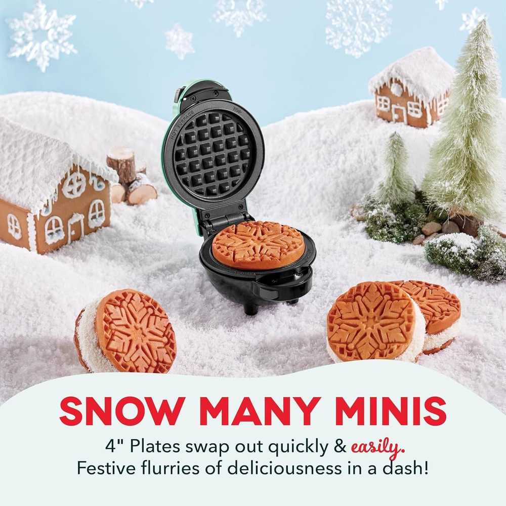 DASH Multimaker Mini System Two 4” Nonstick Removable Waffle Plates (Gingerbread