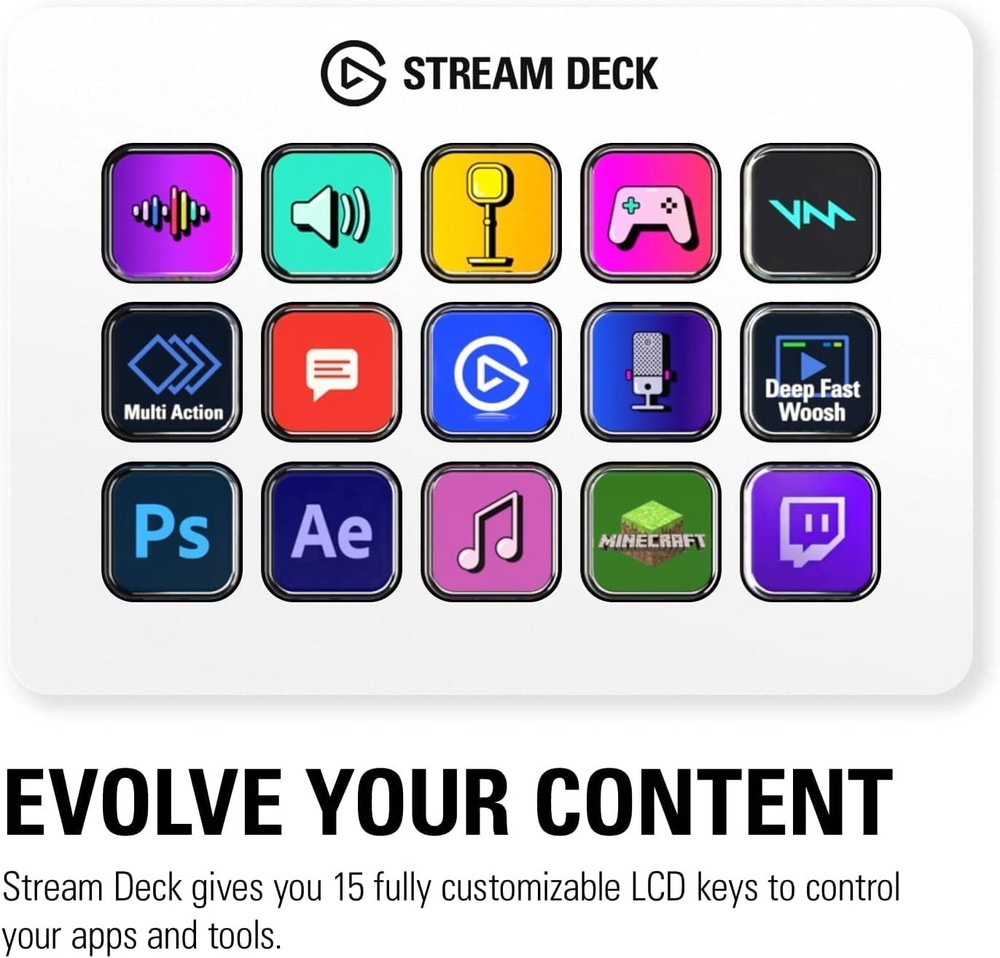 15 Keys (MK.2 ) White Studio Controller Stream Deck MK.2 White Studio Controller